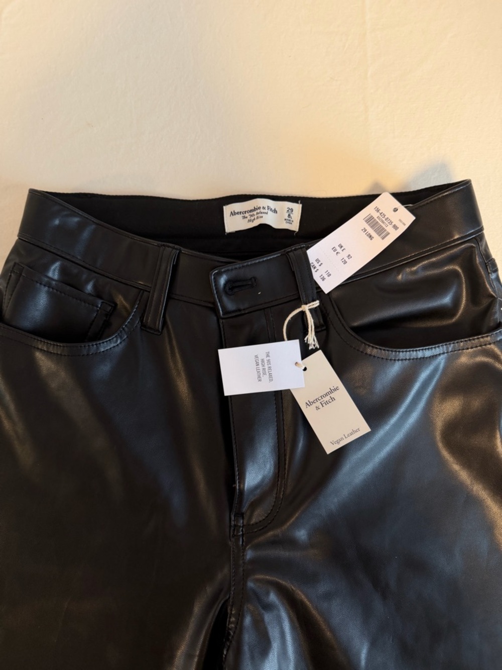 Abercrombie & Fitch Black Faux Leather Bootcut Pants